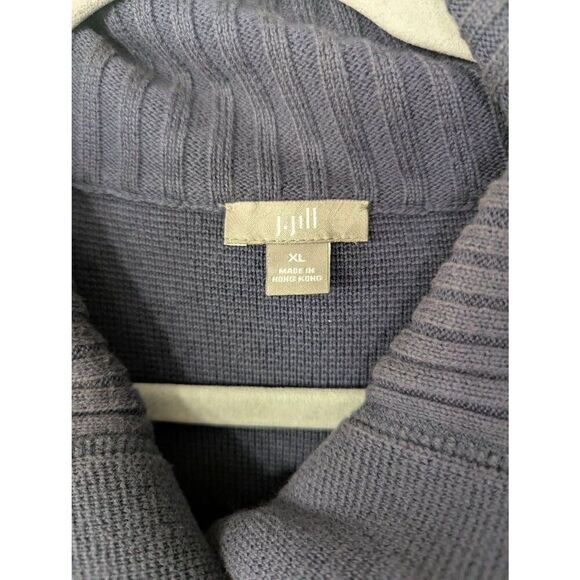 J. Jill chunky Cardigan Sweater women's size XL navy blue wide collar fisherman - Picture 3 of 7